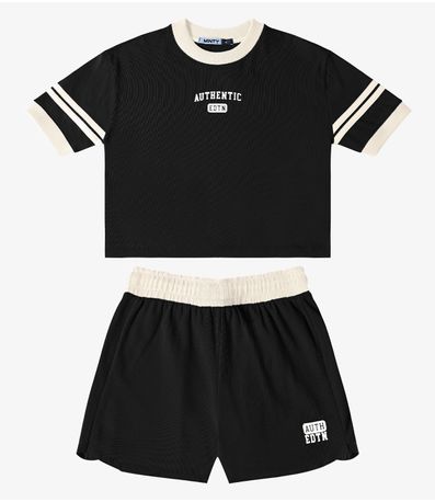 Conjunto Blusa Com Shorts Malhão Feminino Minty Preto
