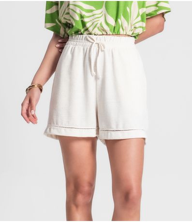 Shorts Feminino Em Moletinho Rovitex Bege