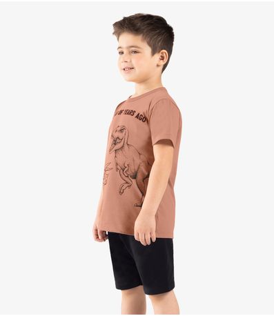 Conjunto Infantil Camiseta Com Bermuda Rovi Kids Marrom
