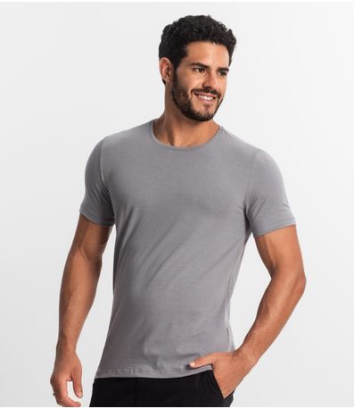 Camiseta Masculina Manga Curta KO Cinza