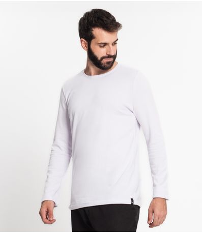 Camiseta Manga Longa Masculina Gola Redonda Kohmar Branco