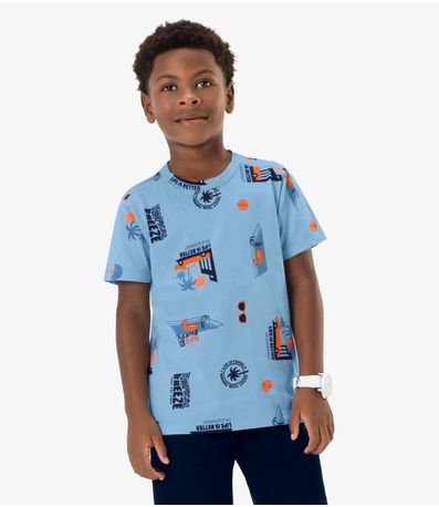 Camiseta Infantil Masculina Estampada Rovi Kids Azul