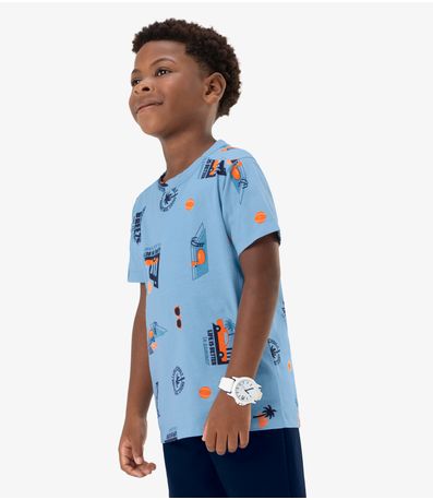 Camiseta Infantil Masculina Estampada Rovi Kids Azul
