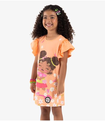 Vestido Infantil Manga Curta Rovi Kids Laranja