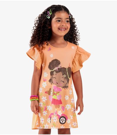 Vestido Infantil Manga Curta Rovi Kids Laranja