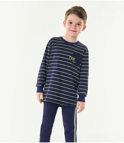 Camiseta Infantil Menino Manga Longa Trick Nick Azul