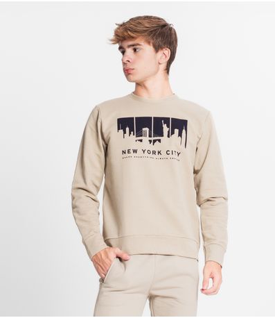 Blusão Juvenil Masculino Em Moletinho Minty Bege