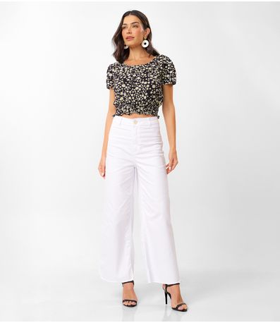 Calça Cropped Feminina Sarja Endless Branco