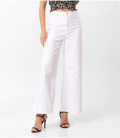 Calça Cropped Feminina Sarja Endless Branco