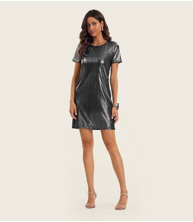 Vestido Feminino Metalizado Endless Cinza