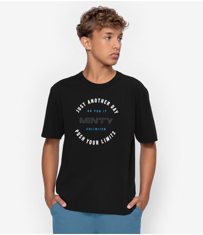 Camiseta Juvenil Em Meia Malha Masculina Minty Preto