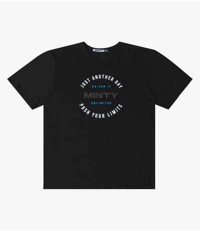 Camiseta Juvenil Em Meia Malha Masculina Minty Preto