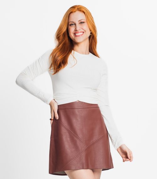 Blusa Feminina Em Ribana Canelada Rovitex Bege