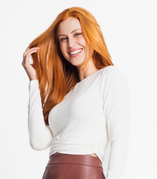 Blusa Feminina Em Ribana Canelada Rovitex Bege