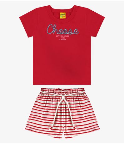 Conjunto Infantil Blusa Com Shorts Rovi Kids Vermelho