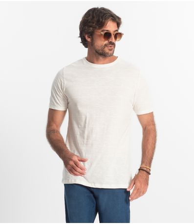 Camiseta Básica Masculina Plus Size Diametro Bege