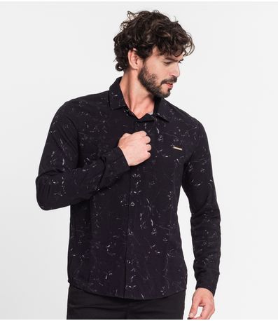 Camisa Manga Longa Masculina Diametro Preto