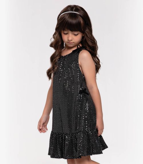 Vestido Infantil Em Lantejoula Trick Nick Preto