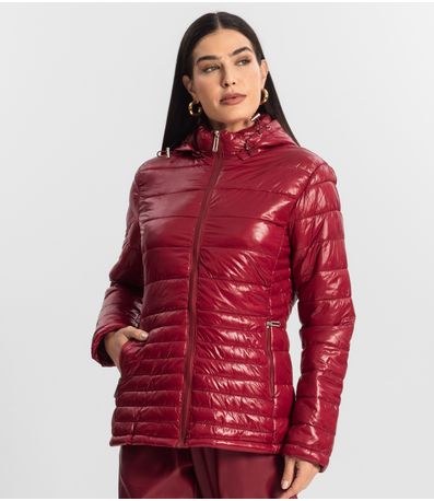 Jaqueta de Microfibra Feminina com Capuz Endless Vermelho