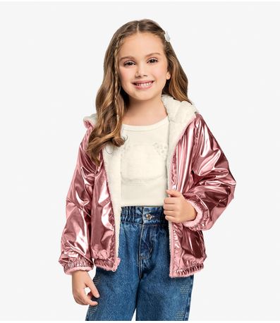 Jaqueta Infantil Feminina Metalizada Trick Nick Rosa