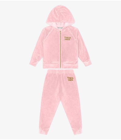 Conjunto Infantil Feminino em Plush Trick Nick Rosa