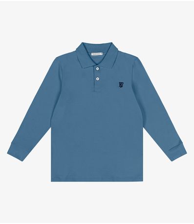 Polo Infantil Masculino Manga Longa Trick Nick Azul