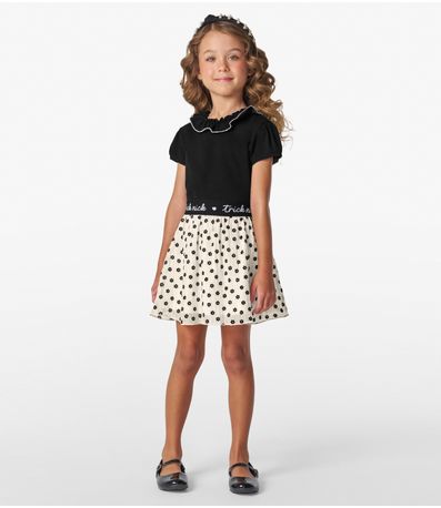 Conjunto Blusa com Saia em Cotton Leve Trick Nick Preto