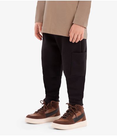 Calça Infantil Em Moletom Rovi Kids Preto