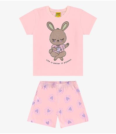 Pijama Infantil Feminino Meia Malha Rovi Kids Rosa