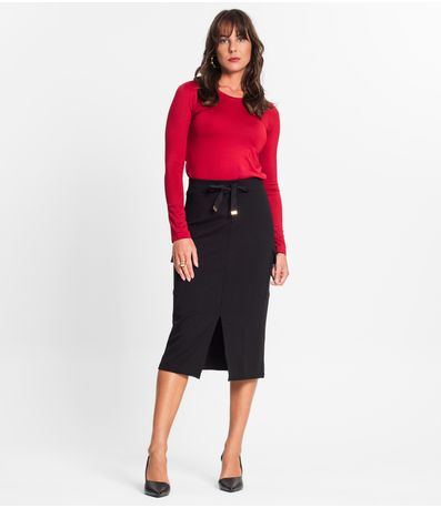 Saia Midi Feminina Endless Preto
