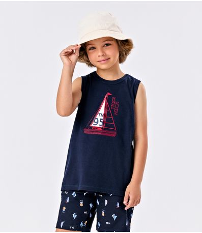 Regata Machão Menino Meia Malha Trick Nick Azul