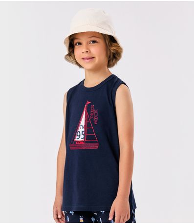 Regata Machão Menino Meia Malha Trick Nick Azul