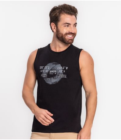 Regata Masculina Em Meia Malha Diametro Preto