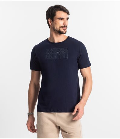 Camiseta Masculina Meia Malha Diametro Azul