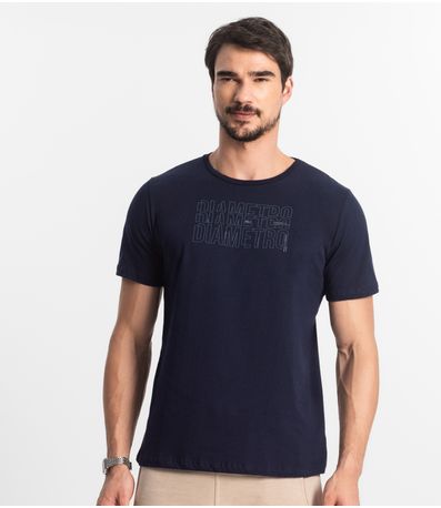 Camiseta Masculina Meia Malha Diametro Azul