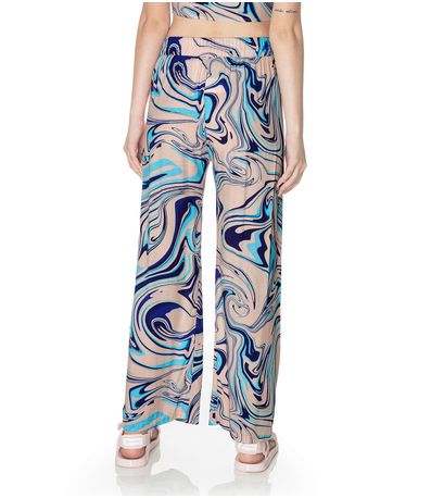 Calça Pantalona Estampada Juvenil Minty Rosa