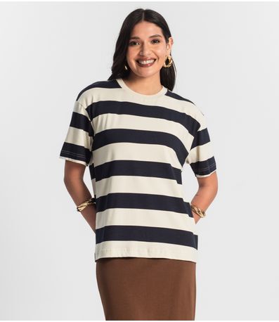 T- Shirt Feminina Cotton Leve Rovitex Azul