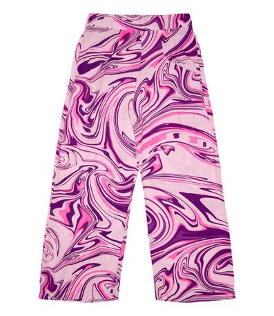 Calça Pantalona Estampada Juvenil Minty Rosa