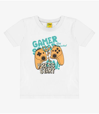 Camiseta Infantil Meia Malha Rovi Kids Branco