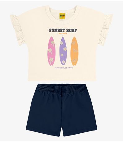 Conjunto Infantil Blusa Com Shorts Rovi Kids Bege