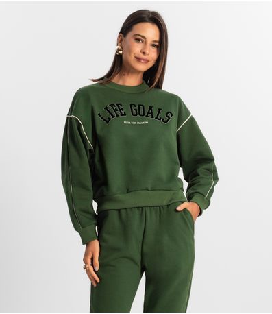 Conjunto Blusão com Calça Feminino Rovitex Verde
