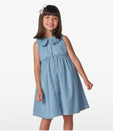 Vestido Infantil em Light Denim Trick Nick Azul