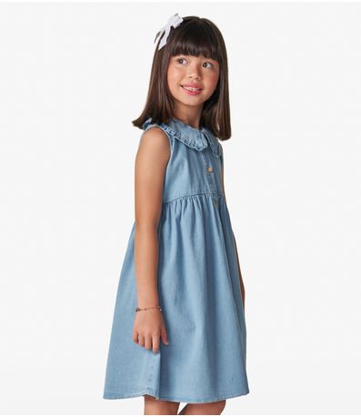 Vestido Infantil em Light Denim Trick Nick Azul