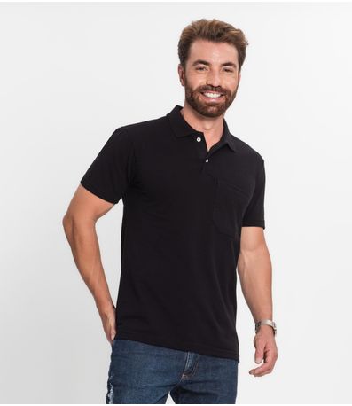 Polo Masculina Básica Com Bolso Select Preto