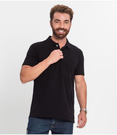 Polo Masculina Básica Com Bolso Select Preto