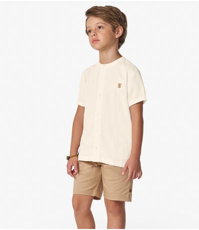Camisa Infantil Em Viscolinho Trick Nick Bege