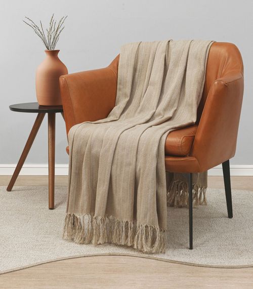 Manta Para Sofá 2,10m x 1,40m Rustica Adomes Bege