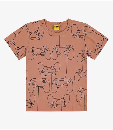 Camiseta Infantil Meia Malha Rovi Kids Marrom