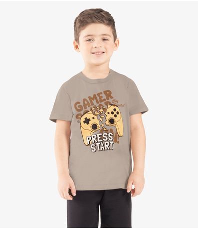 Camiseta Infantil Meia Malha Rovi Kids Marrom