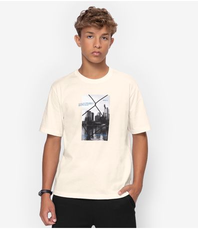 Camiseta Juvenil Meia Malha Masculina Minty Bege